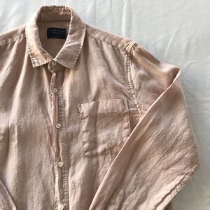 Academy Brand Pale Pink Long Sleeve The Hampton Linen Shirt, Mens Size M